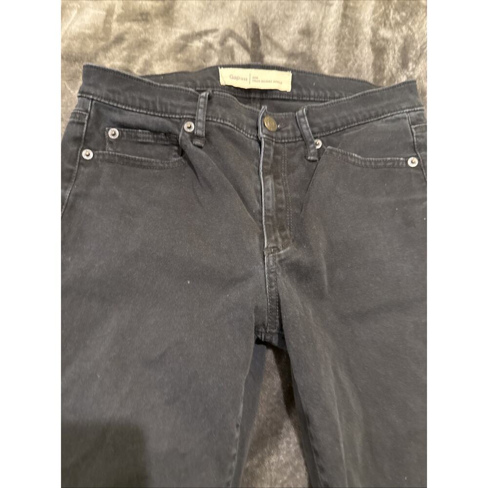 GAP 1969 Women's True Skinny Ankle Jeans Stretch Distressed Hems Black Size 28R - Picture 5 of 16